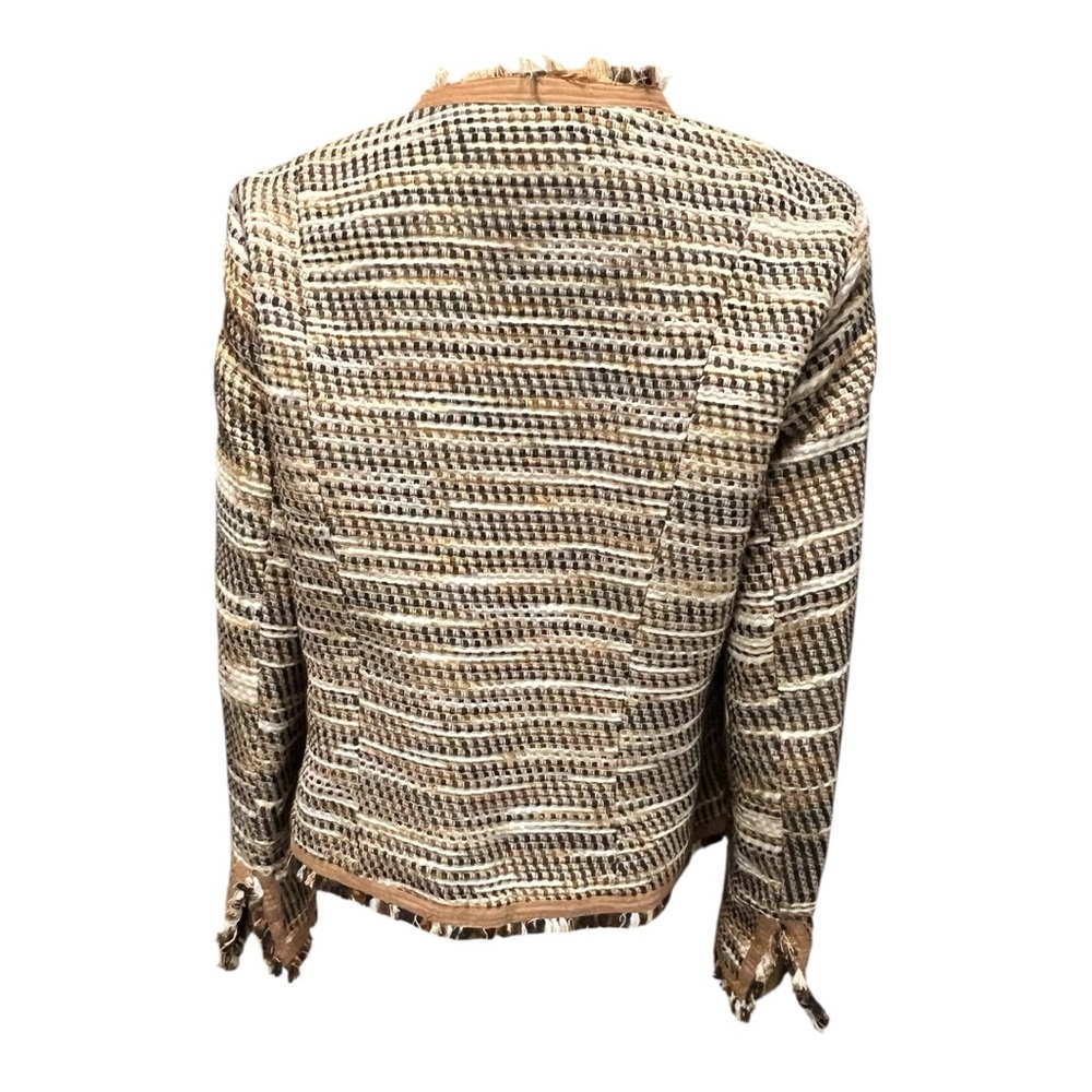 Bandolino Women's Tweed Jacket Fringed - Black, Brown, Tan Size 12 - Picture 4 of 10